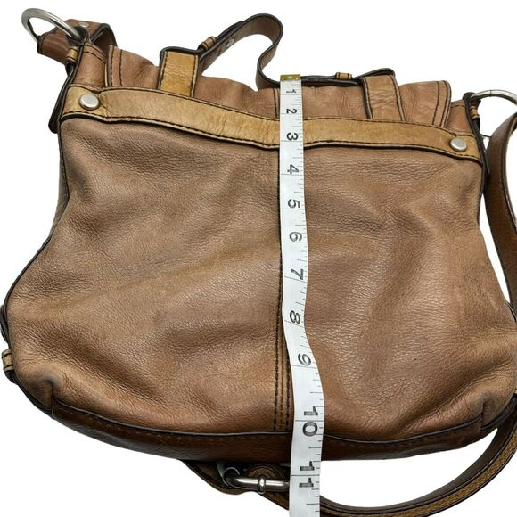 Fossil ZB4501 Womens Caramel Maddox Organizer Flap Turn Lock Satchel Handbag - Picture 10 of 12